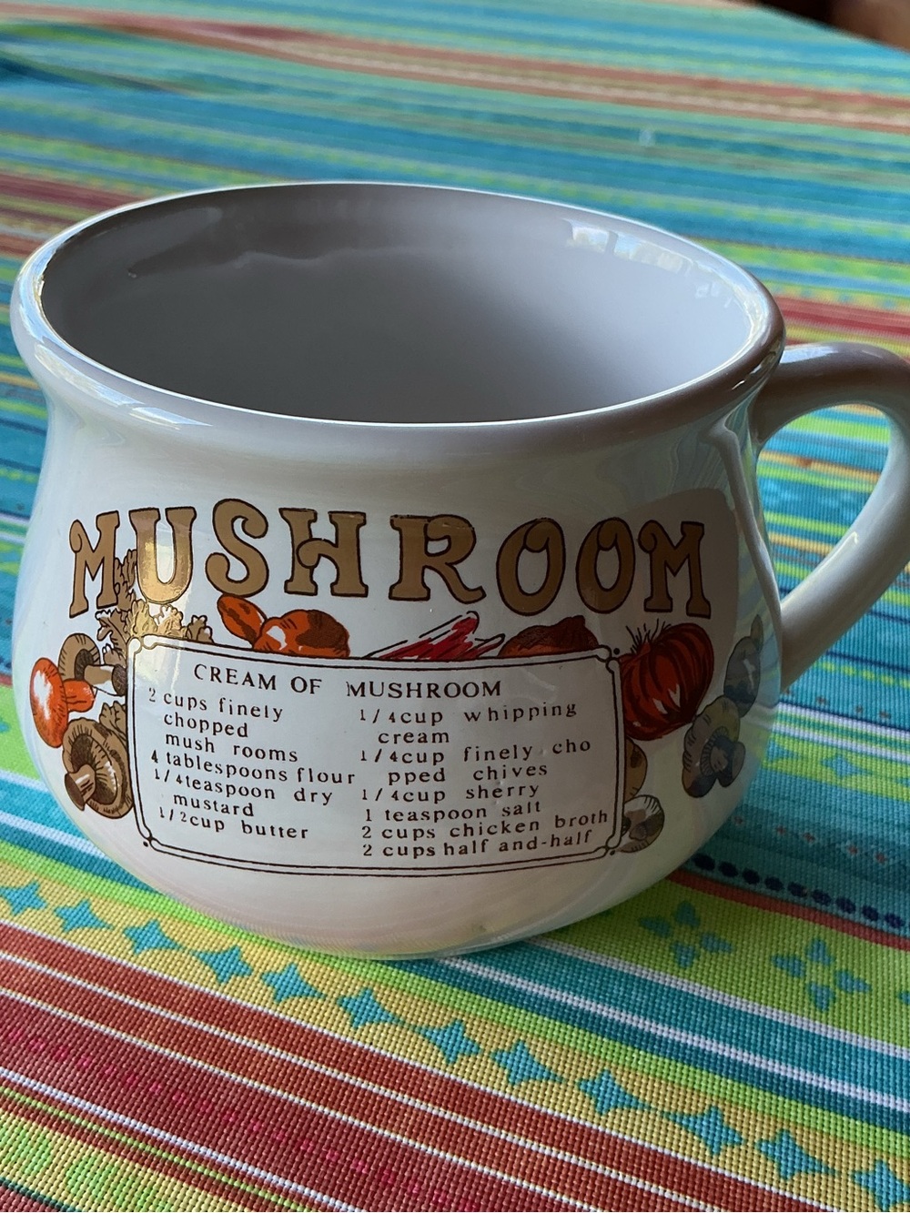 Cream of Mushroom Vintage Soup Mug - with recipe